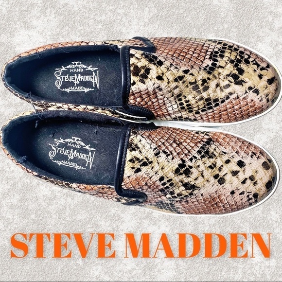 STEVE MADDEN Gunman Hand Made Faux Snakeskin Slip On Loafers, Size 9D - Picture 12 of 12